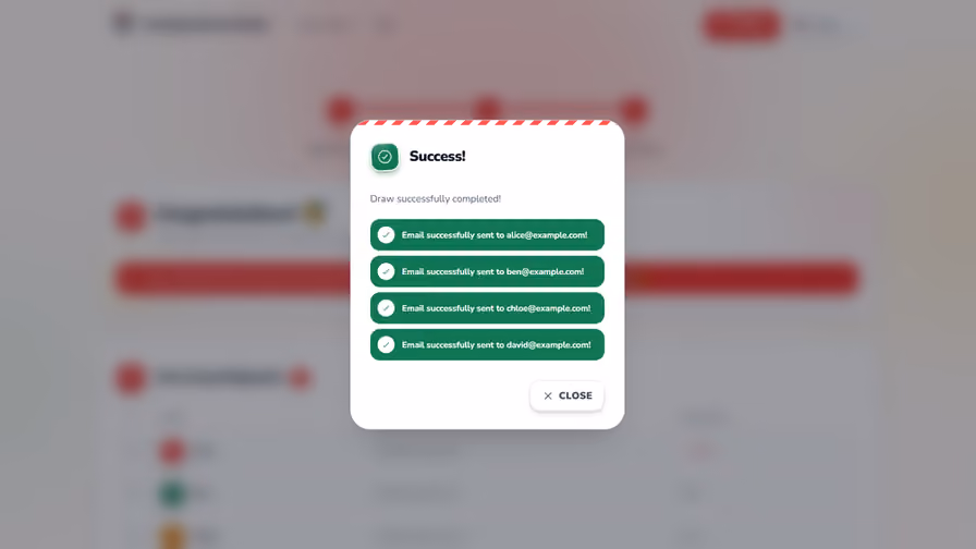 Success dialog confirming every email was sent