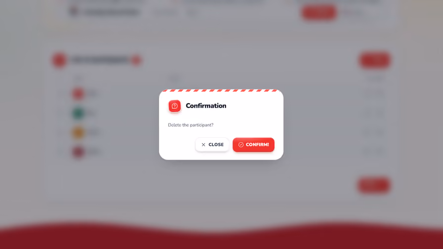 Confirmation dialog for deleting a participant
